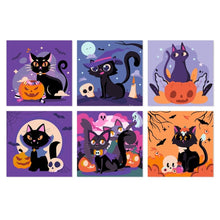 Charger l'image dans la galerie, Mini Série Peinture par Numéros 20x20cm (6 pièces) - Chats d'Halloween Figured'Art