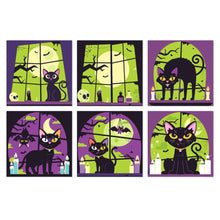 Charger l'image dans la galerie, Mini Série Peinture par Numéros 20x20cm (6 pièces) - Halloween des chats noirs Figured'Art