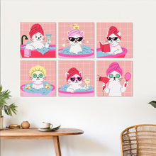 Charger l'image dans la galerie, Mini Série Peinture par Numéros 20x20cm (6 pièces) - Chats au spa 2