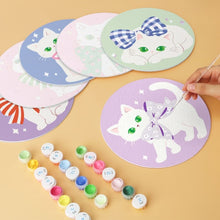 Charger l'image dans la galerie, Mini Série Peinture par Numéros - Disques Ø20cm (6 pièces) - Rubans et chats