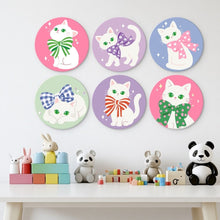 Charger l'image dans la galerie, Mini Série Peinture par Numéros - Disques Ø20cm (6 pièces) - Rubans et chats