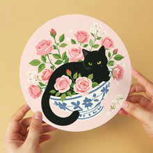 Charger l'image dans la galerie, Mini Série Peinture par Numéros - Disques Ø20cm (6 pièces) - Chat noir et fleurs