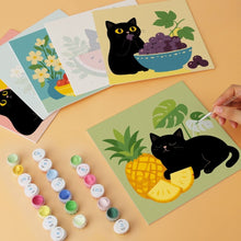 Charger l'image dans la galerie, Mini Série Peinture par Numéros 20x20cm (6 pièces) - Chat et fruits colorés