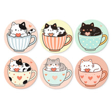 Charger l'image dans la galerie, Mini Série Peinture par Numéros - Disques Ø20cm (6 pièces) - Chats et tasses à thé Figured'Art