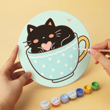 Charger l'image dans la galerie, Mini Série Peinture par Numéros - Disques Ø20cm (6 pièces) - Chats et tasses à thé