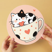 Charger l'image dans la galerie, Mini Série Peinture par Numéros - Disques Ø20cm (6 pièces) - Chats et tasses à thé