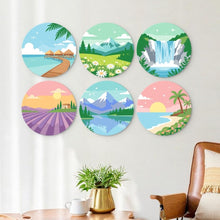 Charger l'image dans la galerie, Mini Série Peinture par Numéros - Disques Ø20cm (6 pièces) - Paysages rêveurs 2