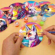 Charger l&#39;image dans la galerie, Peinture par numéros Dessous de Verre 15cm (6 pièces) - Faune Pop Art