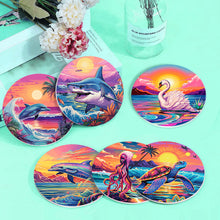 Charger l&#39;image dans la galerie, Peinture par numéros Dessous de Verre 15cm (6 pièces) - Vie Marine Colorée