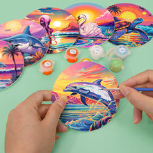 Charger l&#39;image dans la galerie, Peinture par numéros Dessous de Verre 15cm (6 pièces) - Vie Marine Colorée