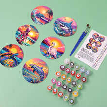 Charger l&#39;image dans la galerie, Peinture par numéros Dessous de Verre 15cm (6 pièces) - Vie Marine Colorée