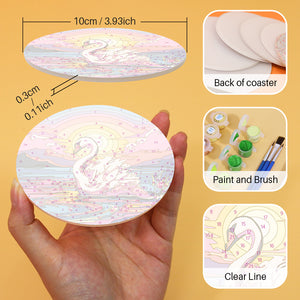 Peinture par numéros Dessous de Verre 15cm (6 pièces) - Vie Marine Colorée