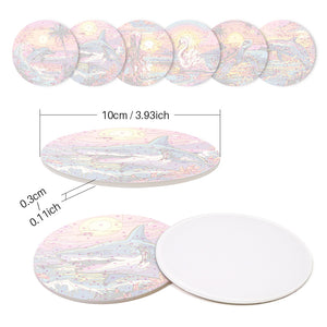 Peinture par numéros Dessous de Verre 15cm (6 pièces) - Vie Marine Colorée