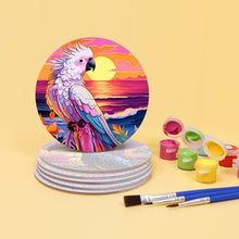 Charger l&#39;image dans la galerie, Peinture par numéros Dessous de Verre 15cm (6 pièces) - Oiseaux Tropicaux Vibrants