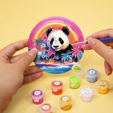 Charger l&#39;image dans la galerie, Peinture par numéros Dessous de Verre 15cm (6 pièces) - Série Faune avec Panda, Raton Laveur et Phoque