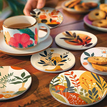 Charger l&#39;image dans la galerie, Peinture par numéros Dessous de Verre 15cm (6 pièces) - Design Botanique Moderne