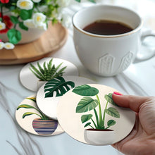 Charger l&#39;image dans la galerie, Peinture par numéros Dessous de Verre 15cm (6 pièces) - Monstera et Fougère