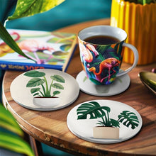 Charger l&#39;image dans la galerie, Peinture par numéros Dessous de Verre 15cm (6 pièces) - Monstera et Fougère