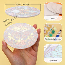 Charger l&#39;image dans la galerie, Peinture par numéros Dessous de Verre 15cm (4 pièces) - Ailes Vibrantes: Un Quatuor de Papillons