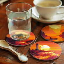 Charger l&#39;image dans la galerie, Peinture par numéros Dessous de Verre 15cm (6 pièces) - Scène de Coucher de Soleil