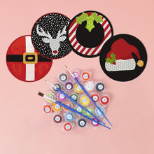 Charger l&#39;image dans la galerie, Peinture par numéros Dessous de Verre 15cm (4 pièces) - Cadeau de Noël Créatif