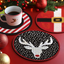 Charger l&#39;image dans la galerie, Peinture par numéros Dessous de Verre 15cm (4 pièces) - Cadeau de Noël Créatif