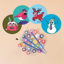 Charger l&#39;image dans la galerie, Peinture par numéros Dessous de Verre 15cm (4 pièces) - Cadeau de Noël Créatif 1