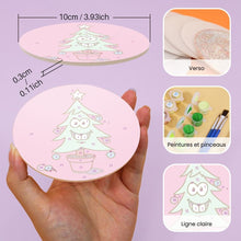 Charger l&#39;image dans la galerie, Peinture par numéros Dessous de Verre 15cm (4 pièces) - Cadeau de Noël Créatif 2