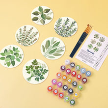 Charger l'image dans la galerie, Peinture par numéros Dessous de Verre 10cm (6 pièces) - Herbes Aromatiques