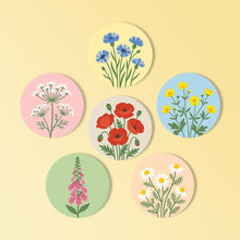 Charger l'image dans la galerie, Peinture par numéros Dessous de Verre 10cm (6 pièces) - Fleurs Sauvages Figured'Art