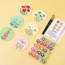 Charger l'image dans la galerie, Peinture par numéros Dessous de Verre 10cm (6 pièces) - Fleurs Sauvages