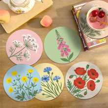 Charger l'image dans la galerie, Peinture par numéros Dessous de Verre 10cm (6 pièces) - Fleurs Sauvages