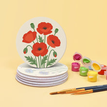 Charger l'image dans la galerie, Peinture par numéros Dessous de Verre 10cm (6 pièces) - Fleurs Sauvages
