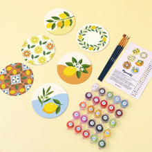 Charger l'image dans la galerie, Peinture par numéros Dessous de Verre 10cm (6 pièces) - Jardin de Citrons
