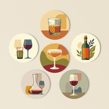 Charger l'image dans la galerie, Peinture par numéros Dessous de Verre 10cm (6 pièces) - Dégustation de Vin Figured'Art