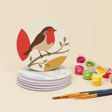 Charger l'image dans la galerie, Peinture par numéros Dessous de Verre 10cm (6 pièces) - Petits Oiseaux Chanteurs