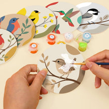 Charger l'image dans la galerie, Peinture par numéros Dessous de Verre 10cm (6 pièces) - Petits Oiseaux Chanteurs