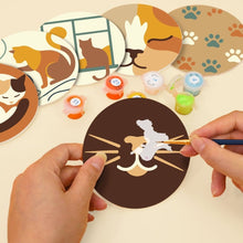 Charger l'image dans la galerie, Peinture par numéros Dessous de Verre 10cm (6 pièces) - Vie de Chat