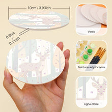 Charger l'image dans la galerie, Peinture par numéros Dessous de Verre 10cm (6 pièces) - Amis de la Forêt