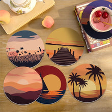 Charger l'image dans la galerie, Peinture par numéros Dessous de Verre 10cm (6 pièces) - Horizons au Coucher du Soleil