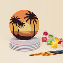 Charger l'image dans la galerie, Peinture par numéros Dessous de Verre 10cm (6 pièces) - Horizons au Coucher du Soleil