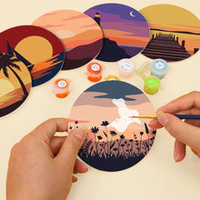 Charger l'image dans la galerie, Peinture par numéros Dessous de Verre 10cm (6 pièces) - Horizons au Coucher du Soleil