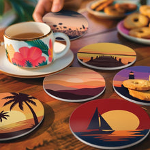 Charger l'image dans la galerie, Peinture par numéros Dessous de Verre 10cm (6 pièces) - Horizons au Coucher du Soleil