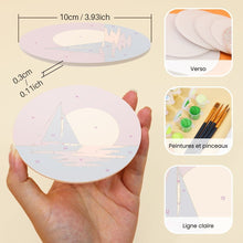 Charger l'image dans la galerie, Peinture par numéros Dessous de Verre 10cm (6 pièces) - Horizons au Coucher du Soleil