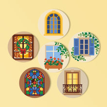 Charger l'image dans la galerie, Peinture par numéros Dessous de Verre 10cm (6 pièces) - Fenêtres Enchantées Figured'Art