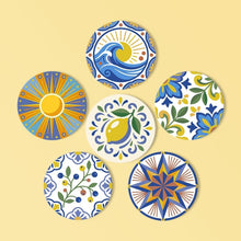 Charger l'image dans la galerie, Peinture par numéros Dessous de Verre 10cm (6 pièces) - Motifs Méditerranéens Figured'Art