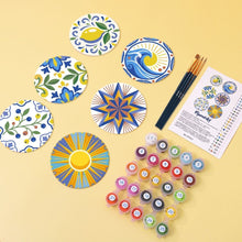 Charger l'image dans la galerie, Peinture par numéros Dessous de Verre 10cm (6 pièces) - Motifs Méditerranéens