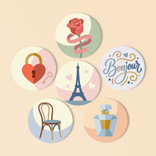Charger l'image dans la galerie, Peinture par numéros Dessous de Verre 10cm (6 pièces) - Bonjour Paris Figured'Art