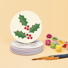 Charger l'image dans la galerie, Peinture par numéros Dessous de Verre 10cm (6 pièces) - Feuillage festif