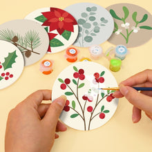 Charger l'image dans la galerie, Peinture par numéros Dessous de Verre 10cm (6 pièces) - Feuillage festif